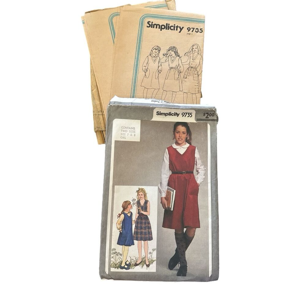 Vintage 80s Simplicity Girls Pullover Dress Jumper Pattern 9735